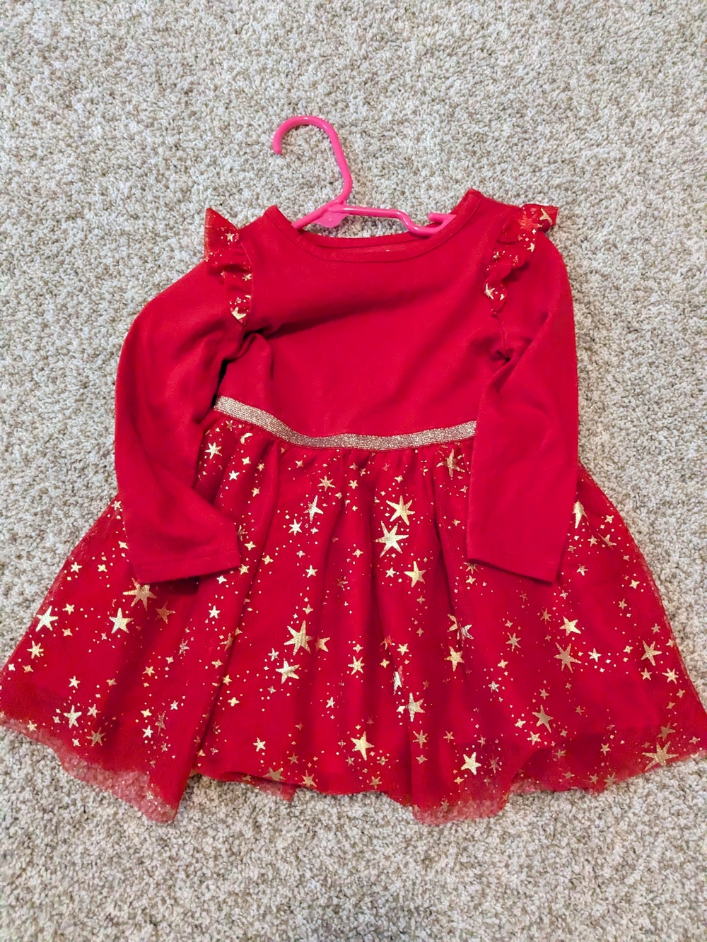 Cat & Jack Red Dress with Gold Star Tulle